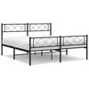 vidaXL Cadre de lit m&eacute;tal sans matelas avec pied de lit noir 140x190cm