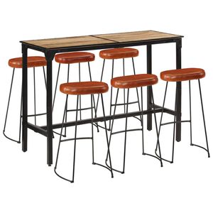 vidaXL Ensemble de bar 7 pcs bois de manguier brut massif et m&eacute;tal
