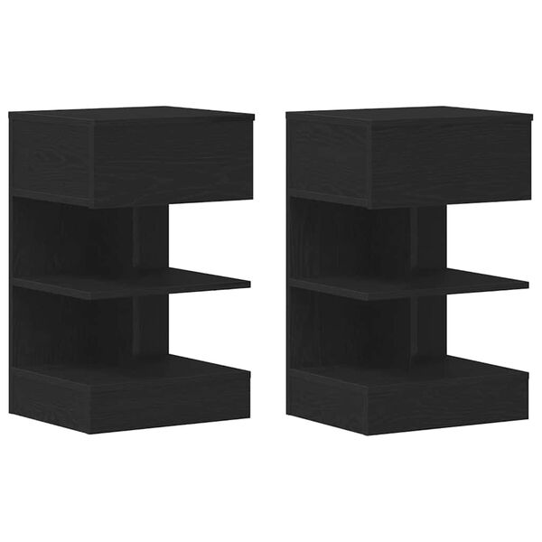 vidaXL Cabinet de chevet avec tiroir 2 pcs Chêne noir 40 x 35 x 65 cm