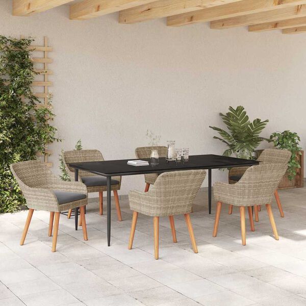 vidaXL Ensemble de salle à manger pour jardin 7 pcs Gris clair