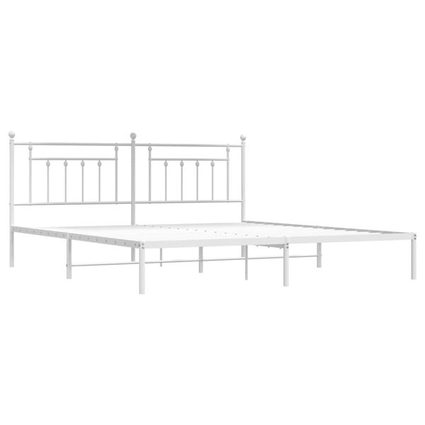 vidaXL Cadre de lit m&eacute;tal sans matelas et t&ecirc;te de lit blanc 200x200 cm