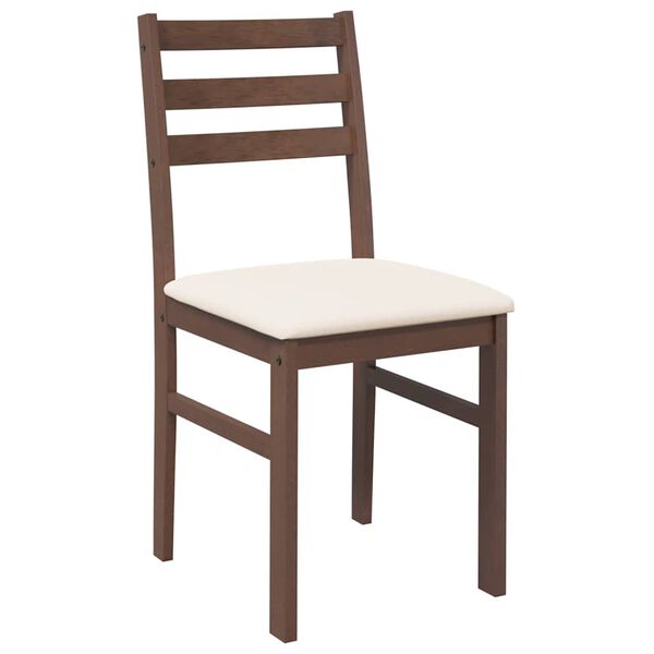 vidaXL Chaises à manger coussins 2 pcs marron bois massif caoutchouc