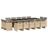 vidaXL Ensemble &agrave; manger de jardin et coussins 15 pcs m&eacute;lange beige
