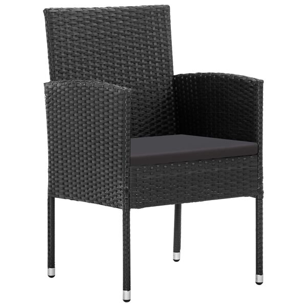 vidaXL Chaises de jardin avec coussins noir lot de 2 résine tressée
