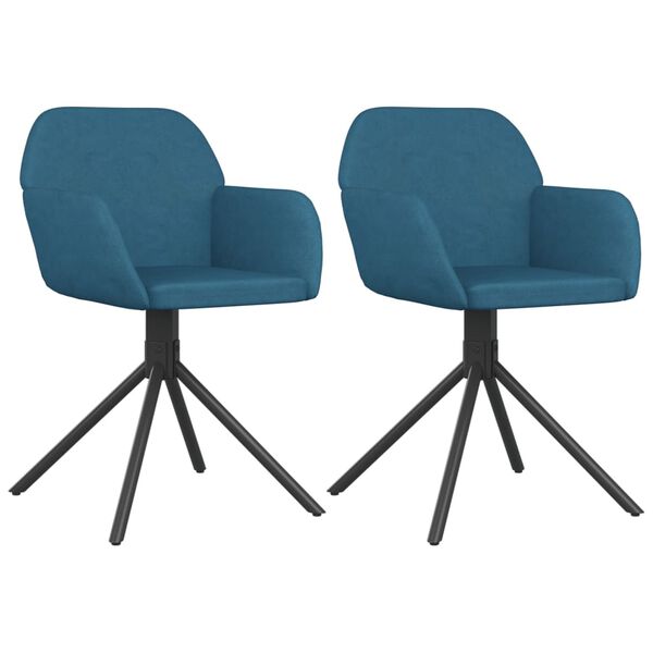 vidaXL Chaises pivotantes &agrave; manger lot de 2 Bleu Velours