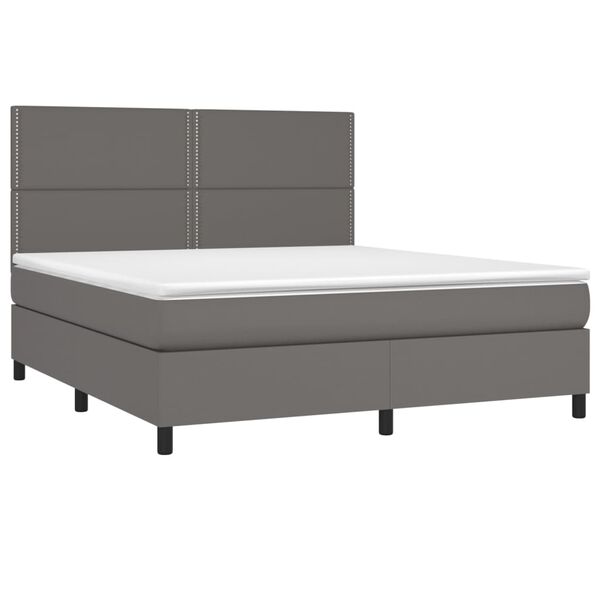 vidaXL Sommier &agrave; lattes de lit avec matelas et LED Gris 160x200 cm