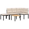 vidaXL Ensemble de banc de jardin avec coussins 4 pcs noir