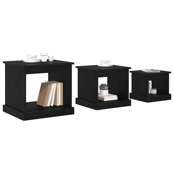 vidaXL Table basse 3 pcs Ch&ecirc;ne noir Bois d'ing&eacute;nierie