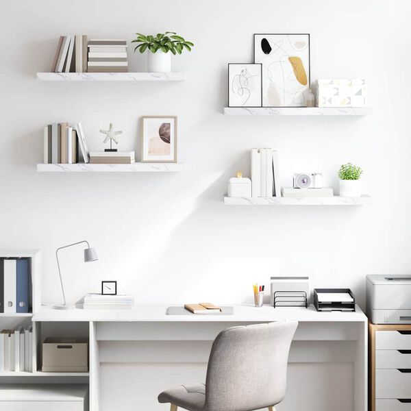 vidaXL &Eacute;tag&egrave;re Murale 4 pcs Marbre blanc 80 x 23,5 x 4 cm