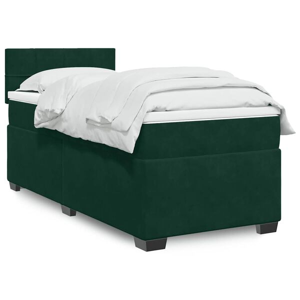 vidaXL Sommier &agrave; lattes de lit avec matelas Vert fonc&eacute; 90x190 cm