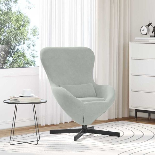 vidaXL Fauteuil &oelig;uf Gris clair 63 x 73 x 90 cm Velours