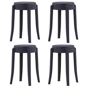 vidaXL Tabourets empilables lot de 4 noir plastique