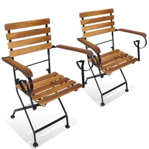 vidaXL Chaises pliantes 2 pi&egrave;ces en acier et bois d'acacia massif