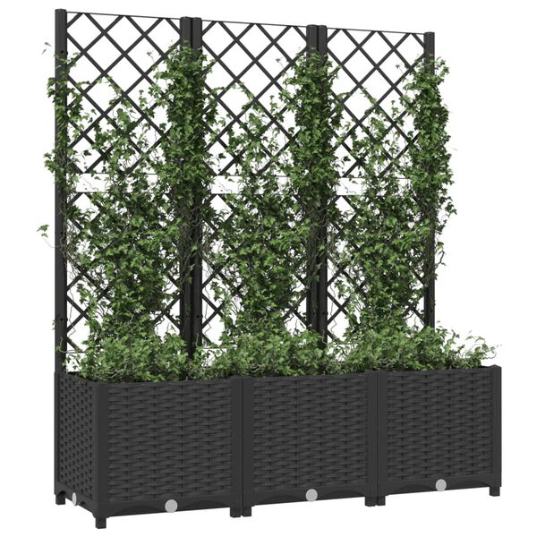 vidaXL Jardini&egrave;re de jardin avec treillis Noir 120 x 40 x 136 cm PP