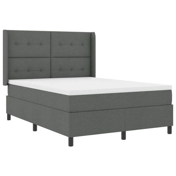 vidaXL Lit &agrave; ressorts avec matelas Gris fonc&eacute; 140 x 190 cm tissu