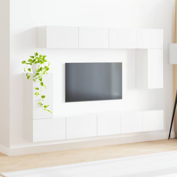vidaXL Ensemble meuble TV 5 pcs Blanc brillant Bois d'ing&eacute;nierie