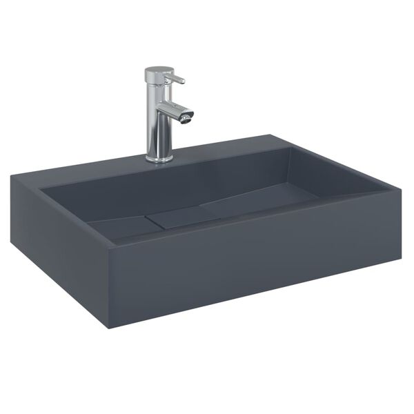 vidaXL Vasque 50x38x11 cm fonte min&eacute;rale/marbre anthracite
