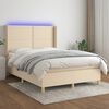 vidaXL Sommier &agrave; lattes de lit matelas et LED Cr&egrave;me 140x200 cm Tissu