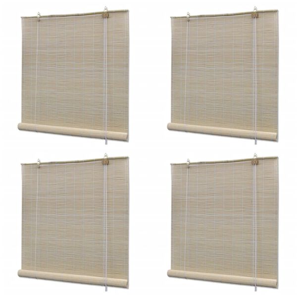vidaXL Stores à rouleau Bambou naturel 4 pcs 120x160 cm