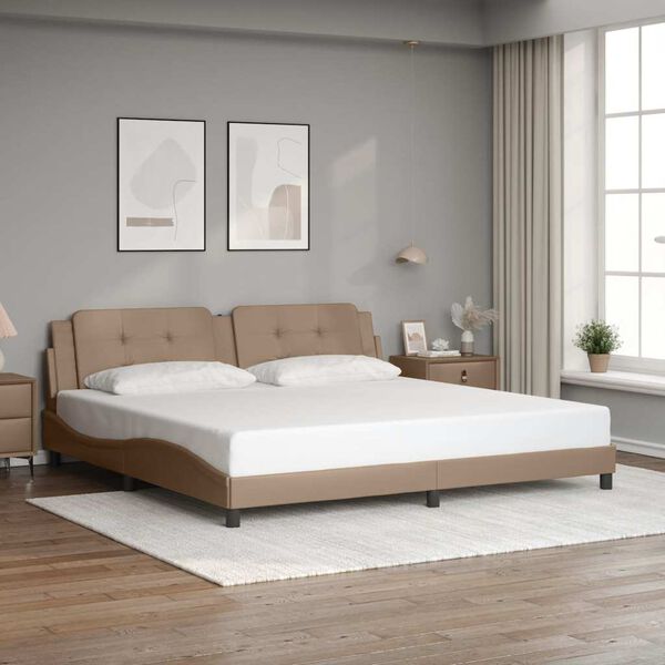 vidaXL Cadre de lit sans matelas Zadar cappuccino 200x200 cm similicuir