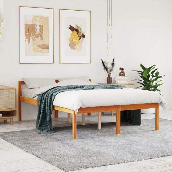 vidaXL Lit pour personne &acirc;g&eacute;e sans matelas 135x190 cm bois pin massif