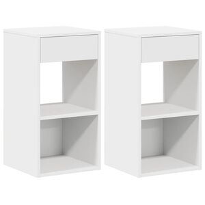 vidaXL Tables de chevet avec tiroir 2 pcs blanc 35x34x66,5 cm