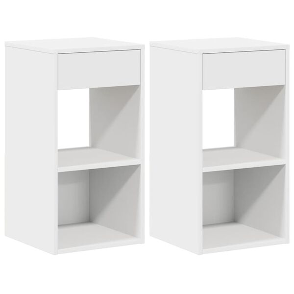 vidaXL Tables de chevet avec tiroir 2 pcs blanc 35x34x66,5 cm