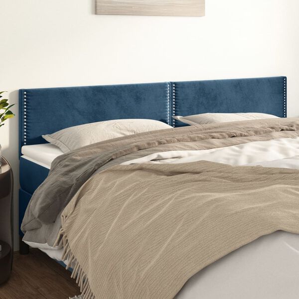vidaXL T&ecirc;tes de lit 2 pcs Bleu fonc&eacute; 100x5x78/88 cm Velours