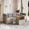 vidaXL Salon de jardin avec coussins 7 pcs beige r&eacute;sine tress&eacute;e