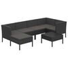 vidaXL Salon de jardin 7 pcs avec coussins R&eacute;sine tress&eacute;e Noir