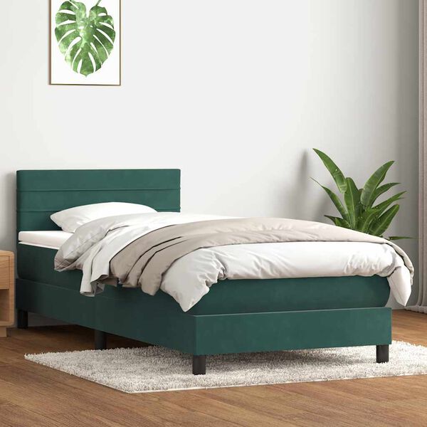 vidaXL Sommier à lattes de lit et matelas vert foncé 80x210 cm velours
