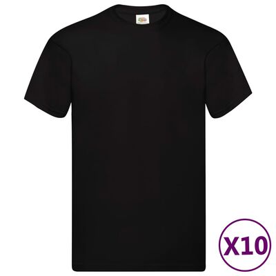 Fruit of the Loom T-shirts originaux 10 pcs Noir XXL Coton