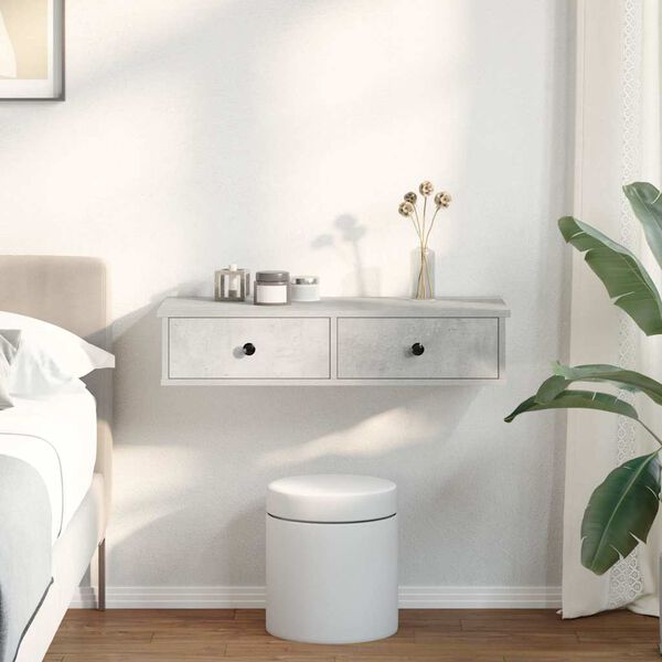 vidaXL Étagère murale avec tiroirs gris béton bois d'ingénierie