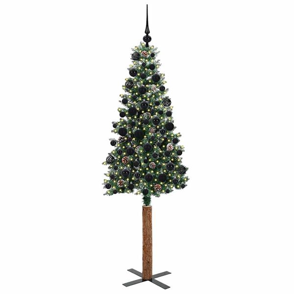 vidaXL Sapin de Noël mince avec 300 LED Vert et blanc 180 cm