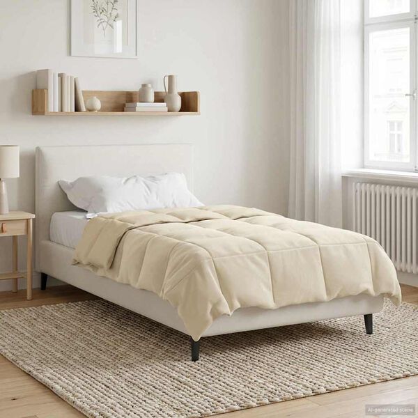 vidaXL Duvet d'hiver Matelass&eacute; Cr&egrave;me 140 x 200 cm Microfibre