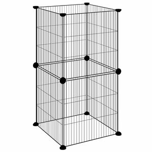 vidaXL Cage animaux de compagnie &agrave; 8 panneaux Noir 35x35 cm Acier