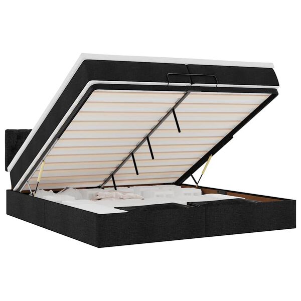 VidaXL Cadre de lit ottoman avec matelas noir 200x200cm tissu