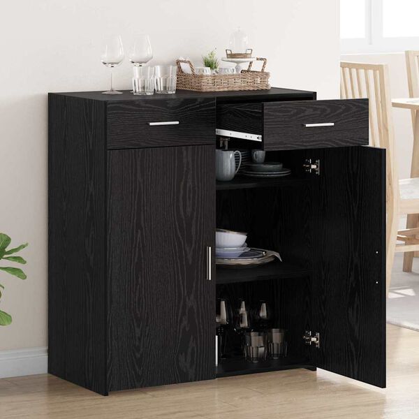 vidaXL Armoire de rangement avec tiroir Ch&ecirc;ne noir 80 x 42.5 x 93.5 cm