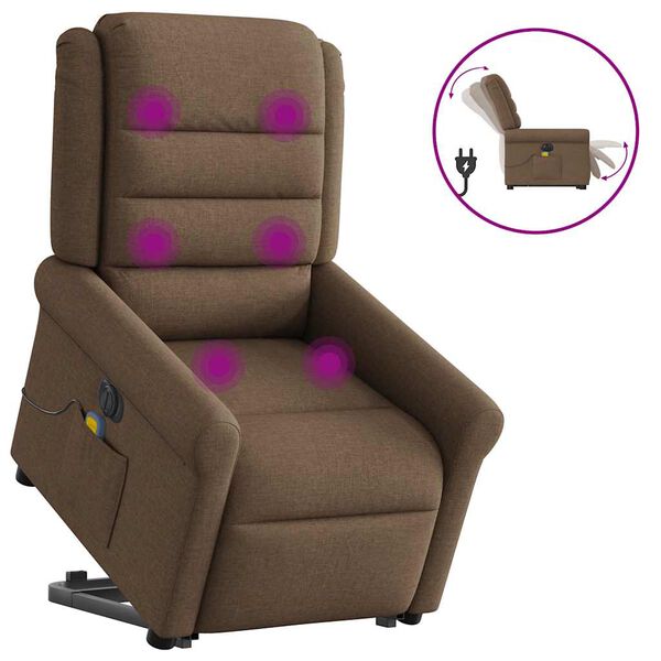 vidaXL Fauteuil inclinable de massage &eacute;lectrique Marron Tissu