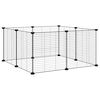 vidaXL Cage pour animaux de compagnie &agrave; 8 panneaux, noire, 70 x 70 x 35 cm, en acier