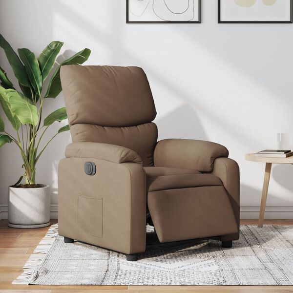 vidaXL Fauteuil inclinable &eacute;lectrique Marron Tissu