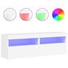 vidaXL Meubles TV muraux avec lumi&egrave;res LED 2 pcs blanc 60x30x40 cm