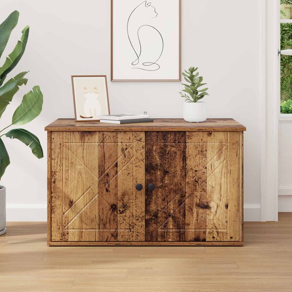 vidaXL Maison pour chat Bois ancien 85 x 55 x 50 cm Bois d'ing&eacute;nierie