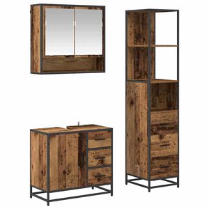 vidaXL Ensemble de mobilier de salle de bain 3 pc Bois Ancien