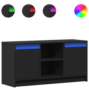 vidaXL Meuble TV avec LED noir 100x34x50 cm bois d'ing&eacute;nierie