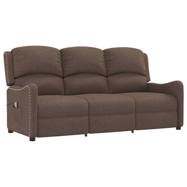 vidaXL Fauteuil de massage inclinable &agrave; 3 places taupe tissu