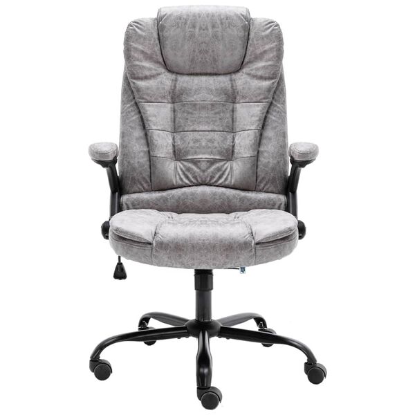 vidaXL Chaise de bureau gris clair similicuir daim