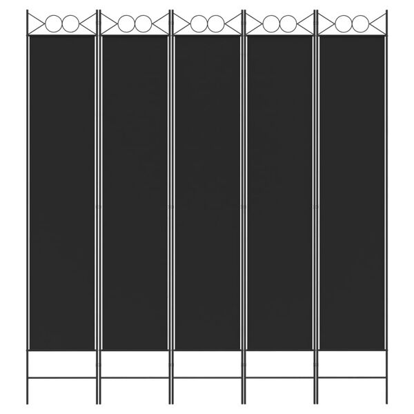 vidaXL Cloison de s&eacute;paration 5 panneaux Noir 200x220 cm Tissu