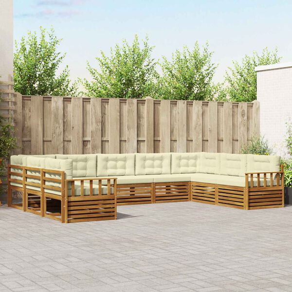 vidaXL Ensemble de canap&eacute;s d'ext&eacute;rieur 9 pcs Naturel et Cr&egrave;me