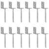 vidaXL Ancrages de cl&ocirc;ture lot de 12 argent&eacute;s 8 x 6 x 30 cm acier galvanis&eacute;